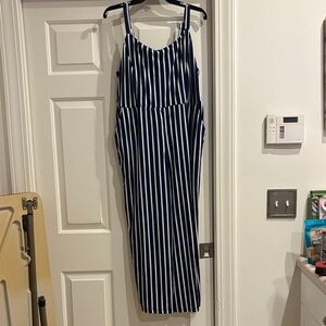 Navy and White Striped Maxi Dress